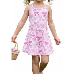 NEW CLOVER COTTAGE coquette bow plaid dress in pink